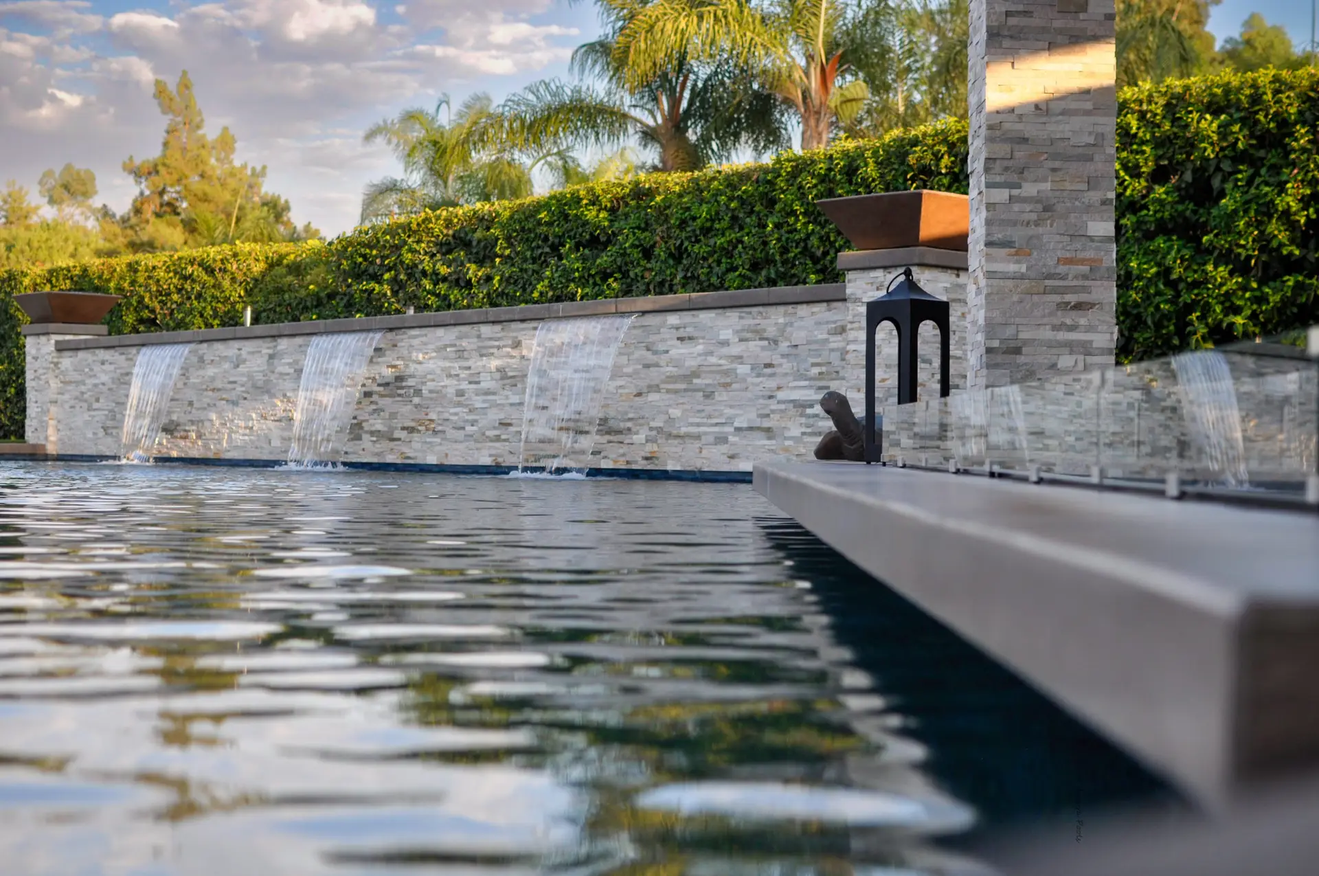 Pool construction progress in Lake Elsinore showing shotcrete work