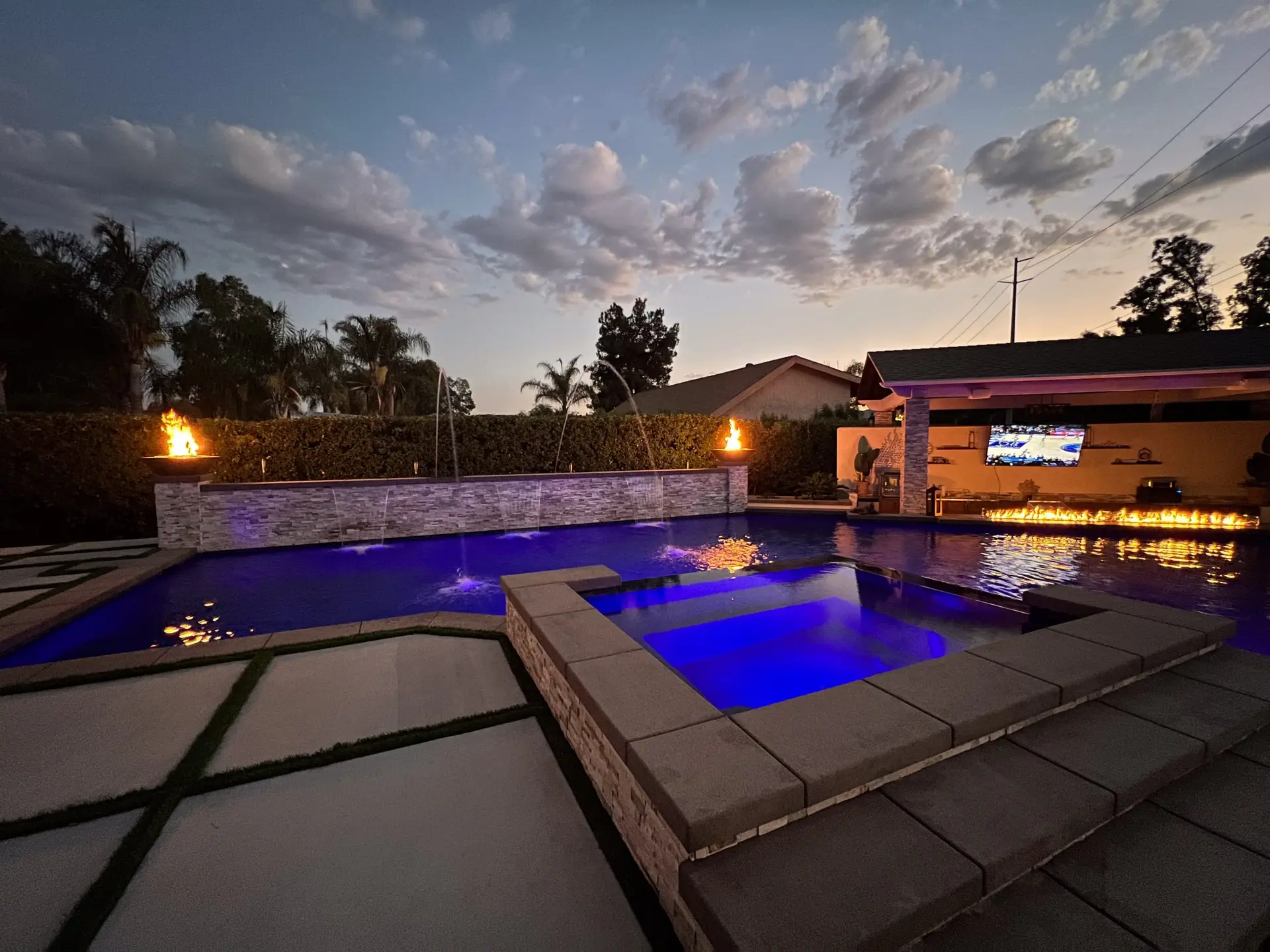 Aerial view of completed Lake Elsinore pool and grotto project